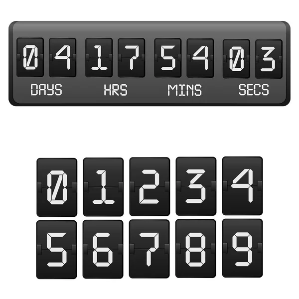 Realistic Detailed 3d Black Countdown Timer. Vector — Stock Vector