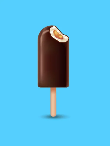 Realista detallado 3d helado de chocolate. Vector — Vector de stock