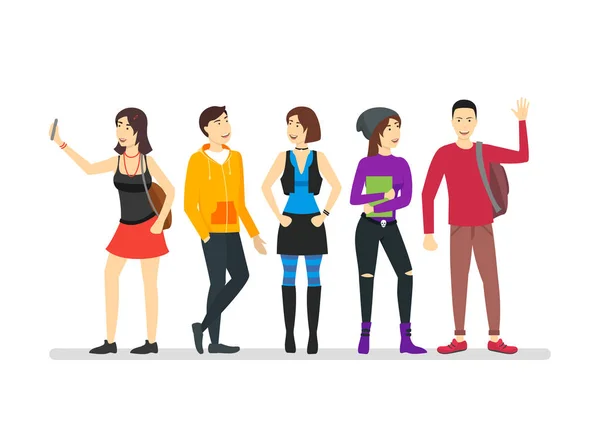 Personajes de ropa de calle de dibujos animados People Concept. Vector — Archivo Imágenes Vectoriales