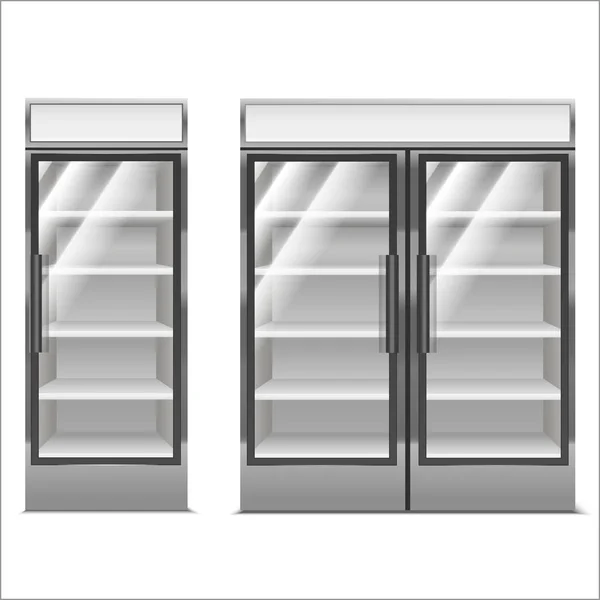Realistico dettagliato 3d Supermercato Freezer Set. Vettore — Vettoriale Stock