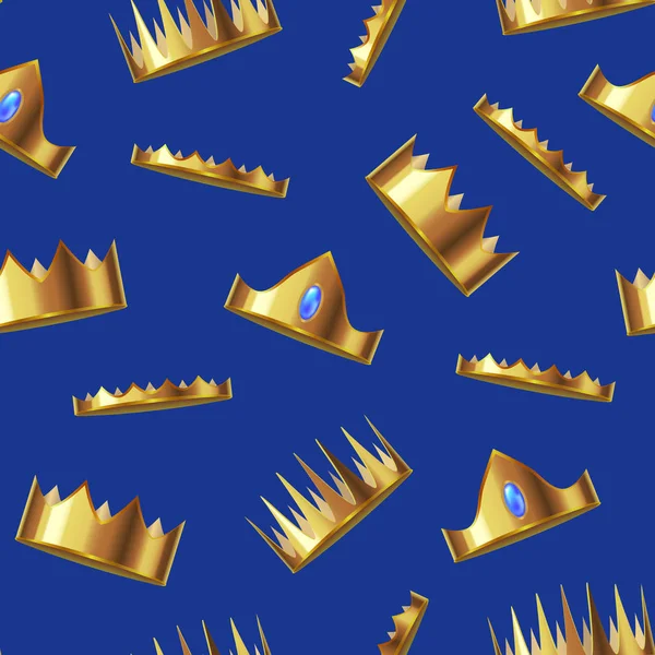 Realista Detallado 3d Golden Crown Seamless Pattern fondo. Vector — Archivo Imágenes Vectoriales