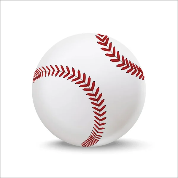 Realistische gedetailleerde 3D-Baseball lederen bal. Vector — Stockvector