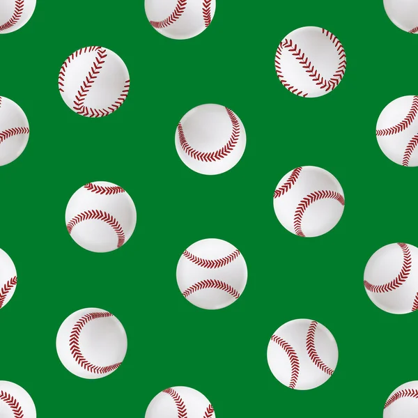 リアルな 3 d 野球革ボールのシームレスなパターン背景を詳しく説明します。ベクトル — ストックベクタ