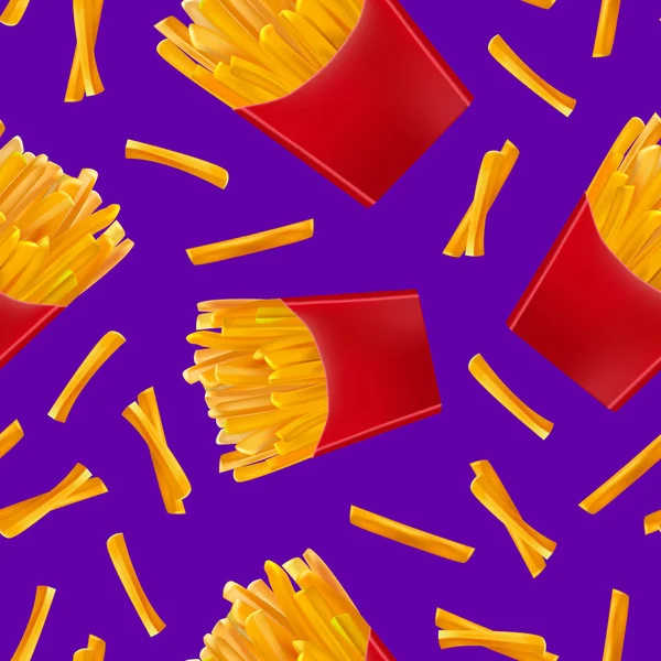 Realista detallado 3d Papas fritas sin costura Patrón de fondo. Vector — Vector de stock