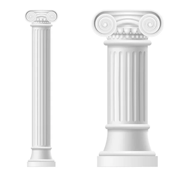 Realistic Detailed 3d White Blank Ionic Column Mockup Set. Вектор — стоковый вектор