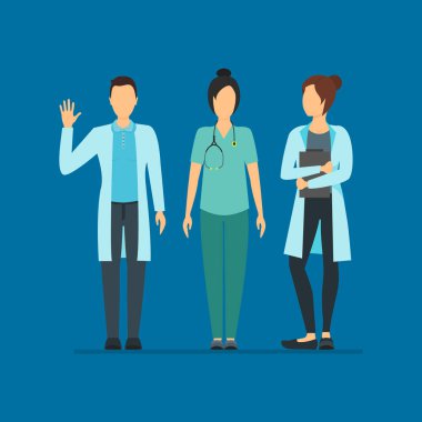 Çizgi film Doktor karakter insanlar. Vektör