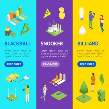 Ekoloji kavramı 3d izometrik görünümü. Vektör