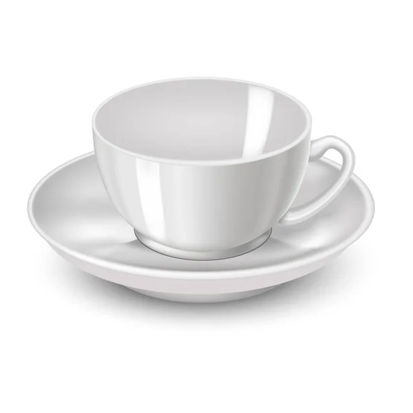 Realistische detaillierte 3D weiße Teetasse. Vektor — Stockvektor