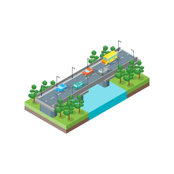 강 다리 Isometric 보기입니다. 벡터 — 스톡 벡터