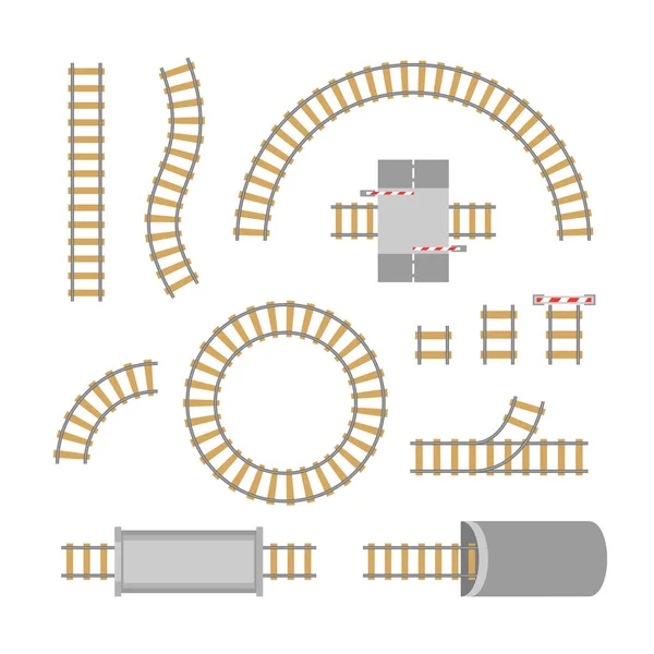 Conjunto de piezas de elementos ferroviarios. Vector — Archivo Imágenes Vectoriales