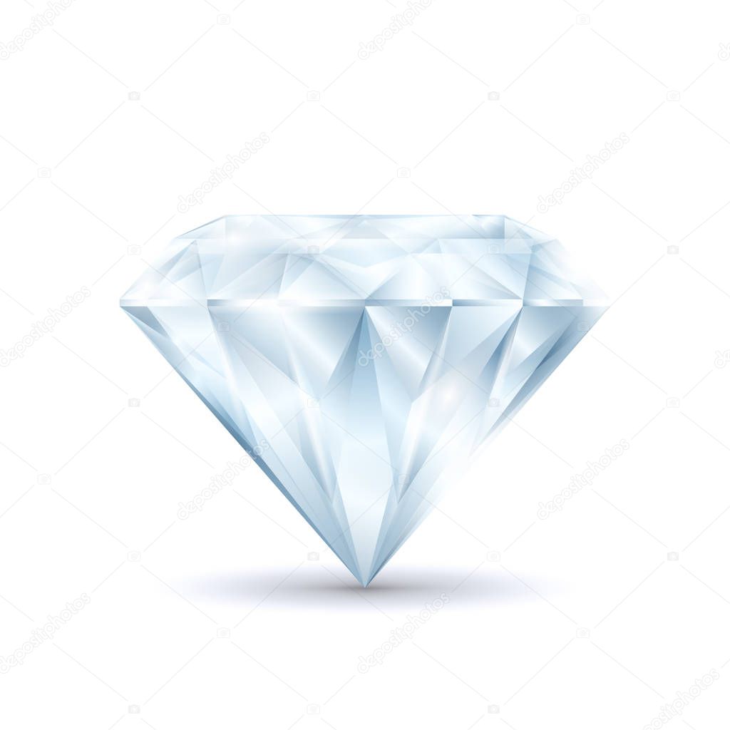 Realistic Detailed 3d Shiny Bright Diamond. Vector