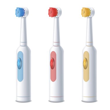 Gerçekçi detaylı 3d elektrikli diş fırçası ayarlayın. Vektör