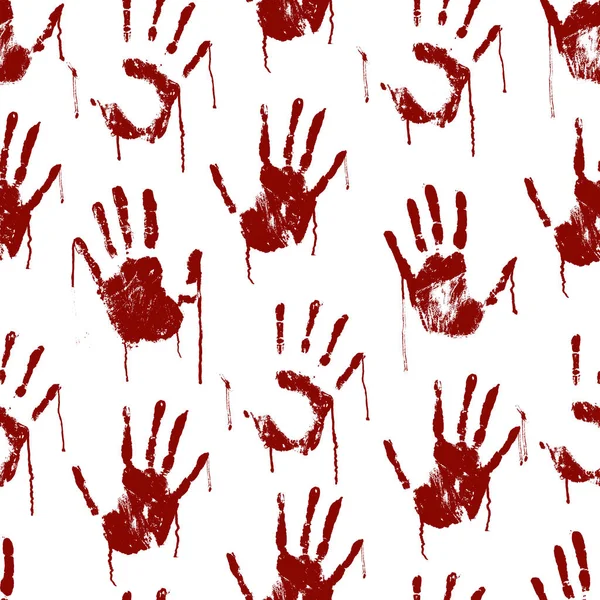 빨간 피 묻은 무서운 손에 인쇄물 원활한 패턴 배경입니다. 벡터 — 스톡 벡터