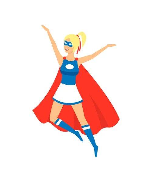 Cartoon Female Superhero Character. Vettore — Vettoriale Stock