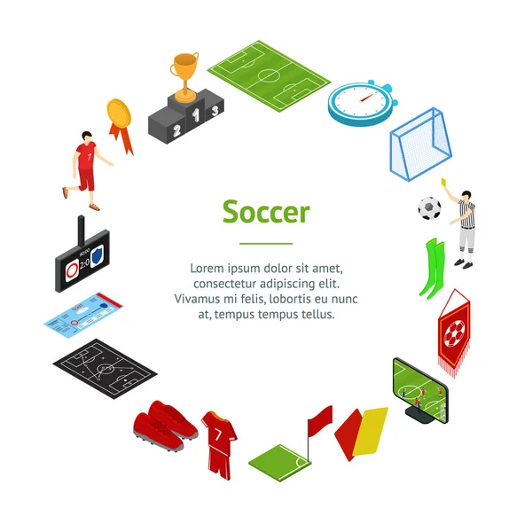 Juego de fútbol o fútbol Concepto Banner Card Circle. Vector — Archivo Imágenes Vectoriales