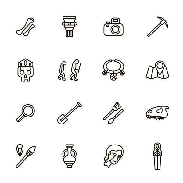 "Archaeology Signs Black Thin Line Icon Set". Вектор — стоковый вектор