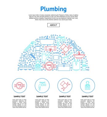 Sıhhi tesisat aletleri ve araçları kartı vektör