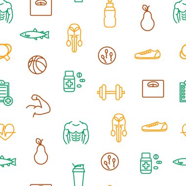 Erkekler Sağlık ince çizgiyi Seamless modeli arka plan. Vektör