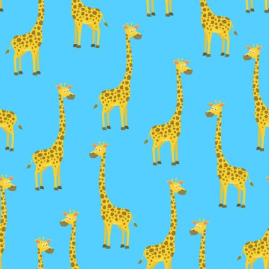 Çizgi film zürafayı Dikişsiz desen arka plan. Vektör