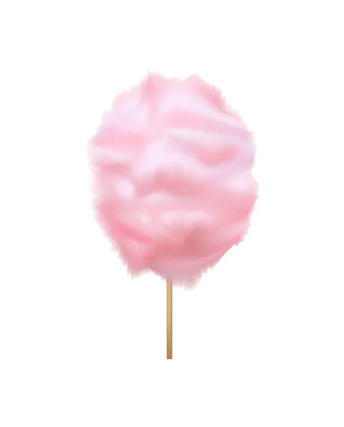 Caramelo de algodón rosa 3d detallado realista. Vector — Vector de stock