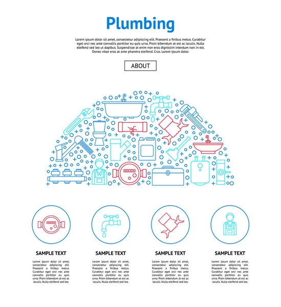 Sıhhi tesisat aletleri ve araçları kartı vektör