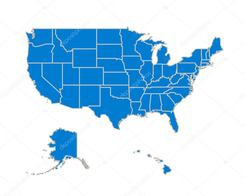 Cartoon Silhouette USA Map Card Poster. Vector