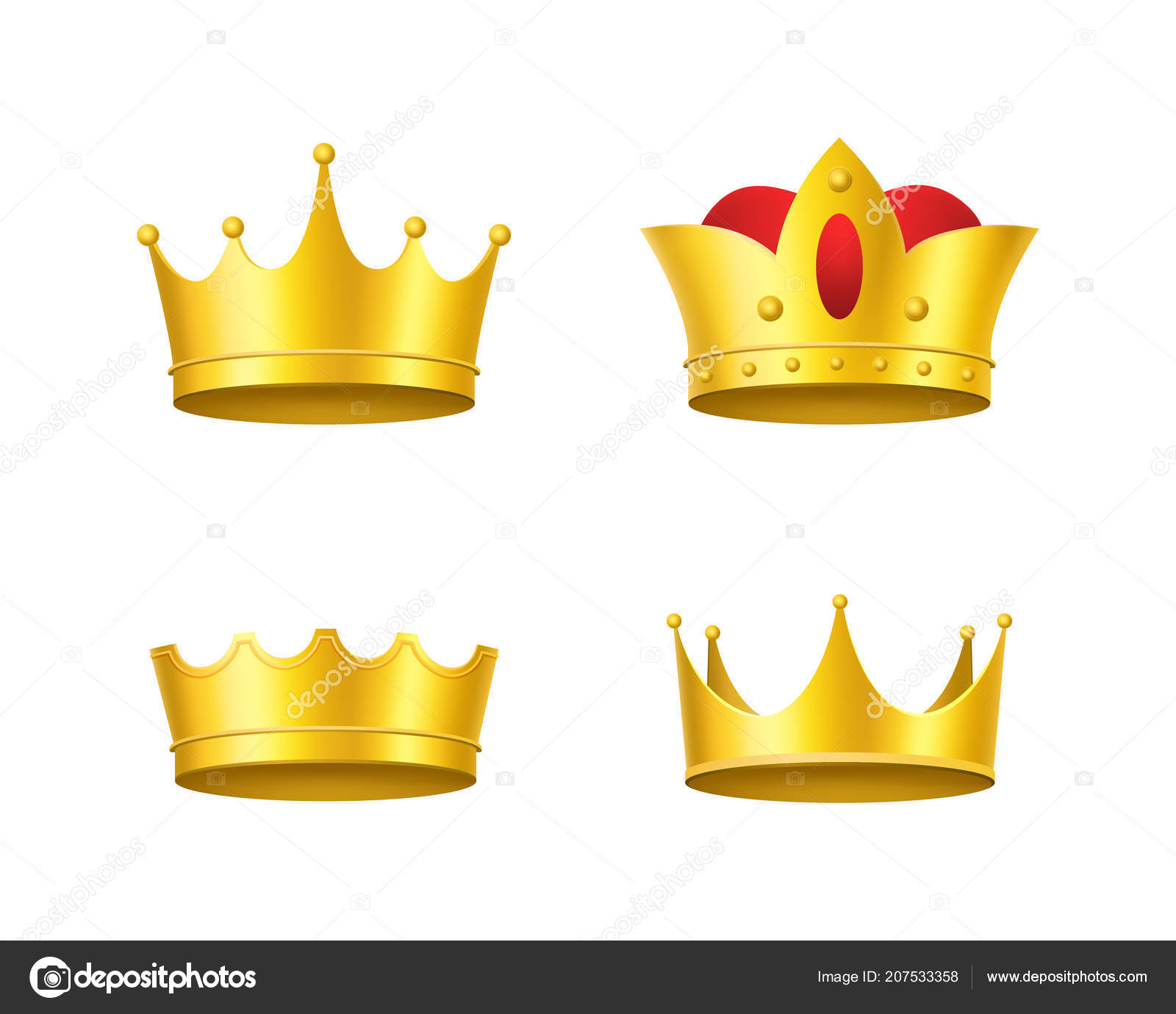 Refleic Detailed 3d Golden Crown Set. Вектор Векторное Изображение.