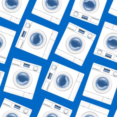 Sorunsuz gerçekçi detaylı 3d çamaşır makinesi arka plan desen. Vektör