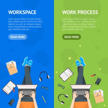 Park kartı Poster çalışma çizgi film Vecrtical Set afiş. Vektör