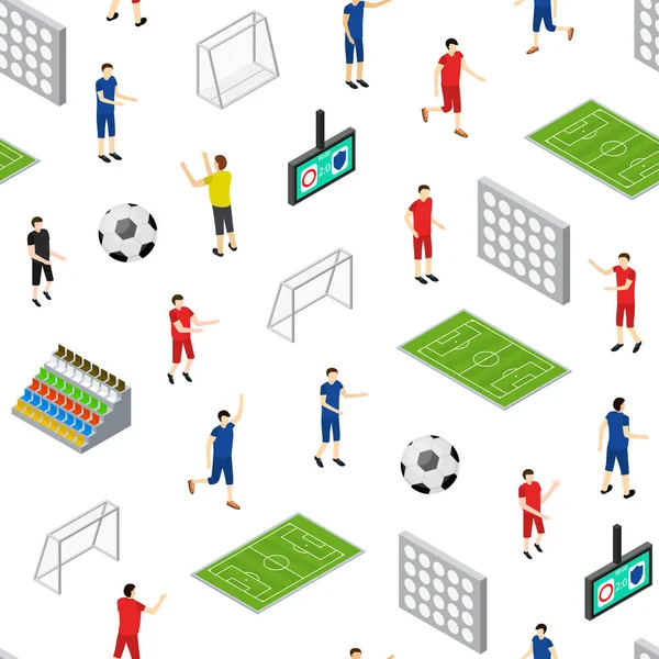 Fußballstadion Wettbewerb nahtlose Muster Hintergrund isometrische Ansicht. Vektor — Stockvektor