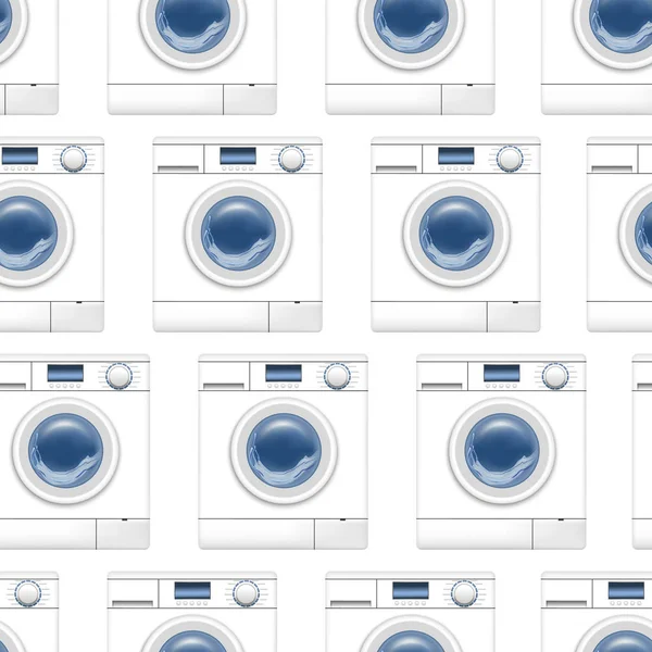 シームレスな現実的な詳細な 3 d 洗濯機の背景をパターンします。ベクトル — ストックベクタ
