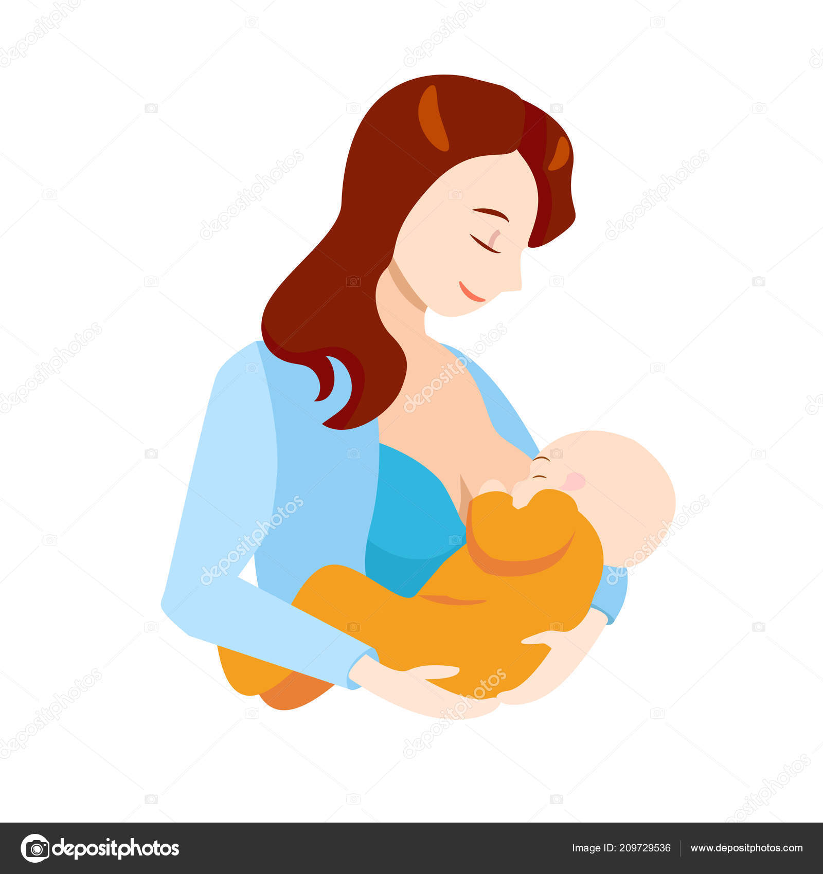 Cartoon Breastfeeding Concept Mother and Newborn Baby. Vector Stock Vector  Image by ©bigmouse #209729536