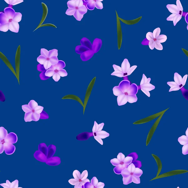 Realistic Detailed 3d Lavender Flowers Seamless Pattern Background. Vector — Stock Vector