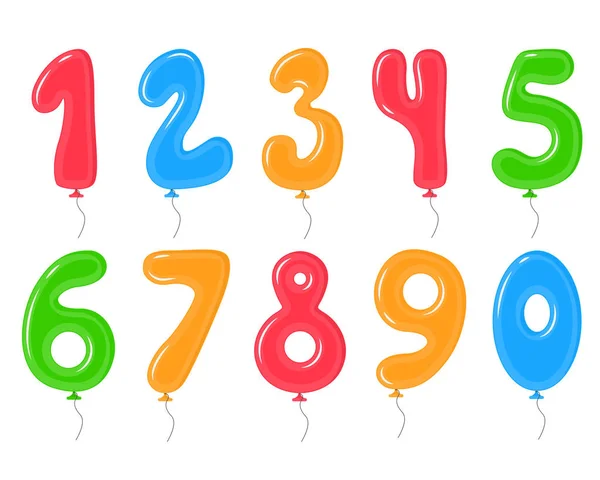 Palloncini di colore con elementi di decorazione numeri Set. Vettore — Vettoriale Stock