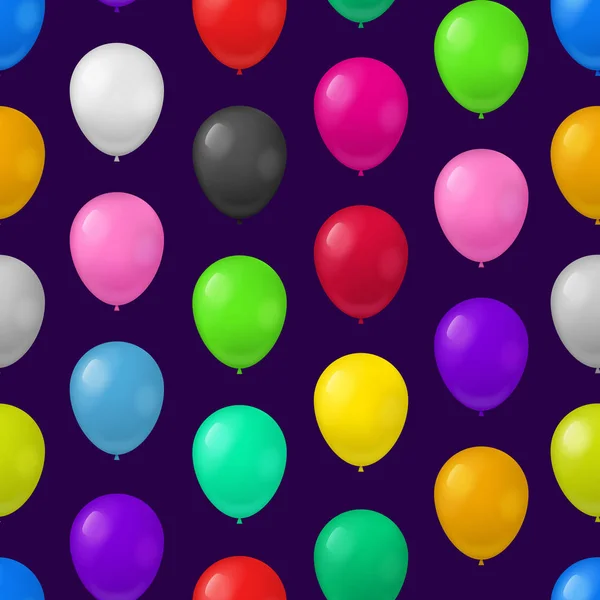 Realistic Detailed 3d Color Balloons Seamless Pattern Background. Vector