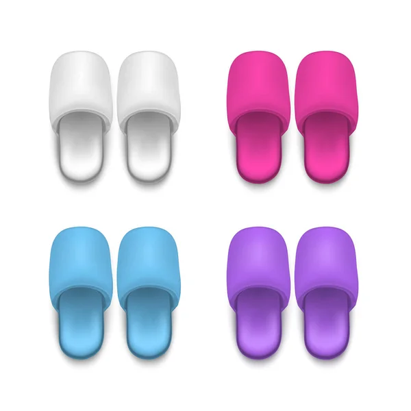 Realistische gedetailleerde 3d sjabloon leeg kleur Home Slippers Mock Up. Vector — Stockvector