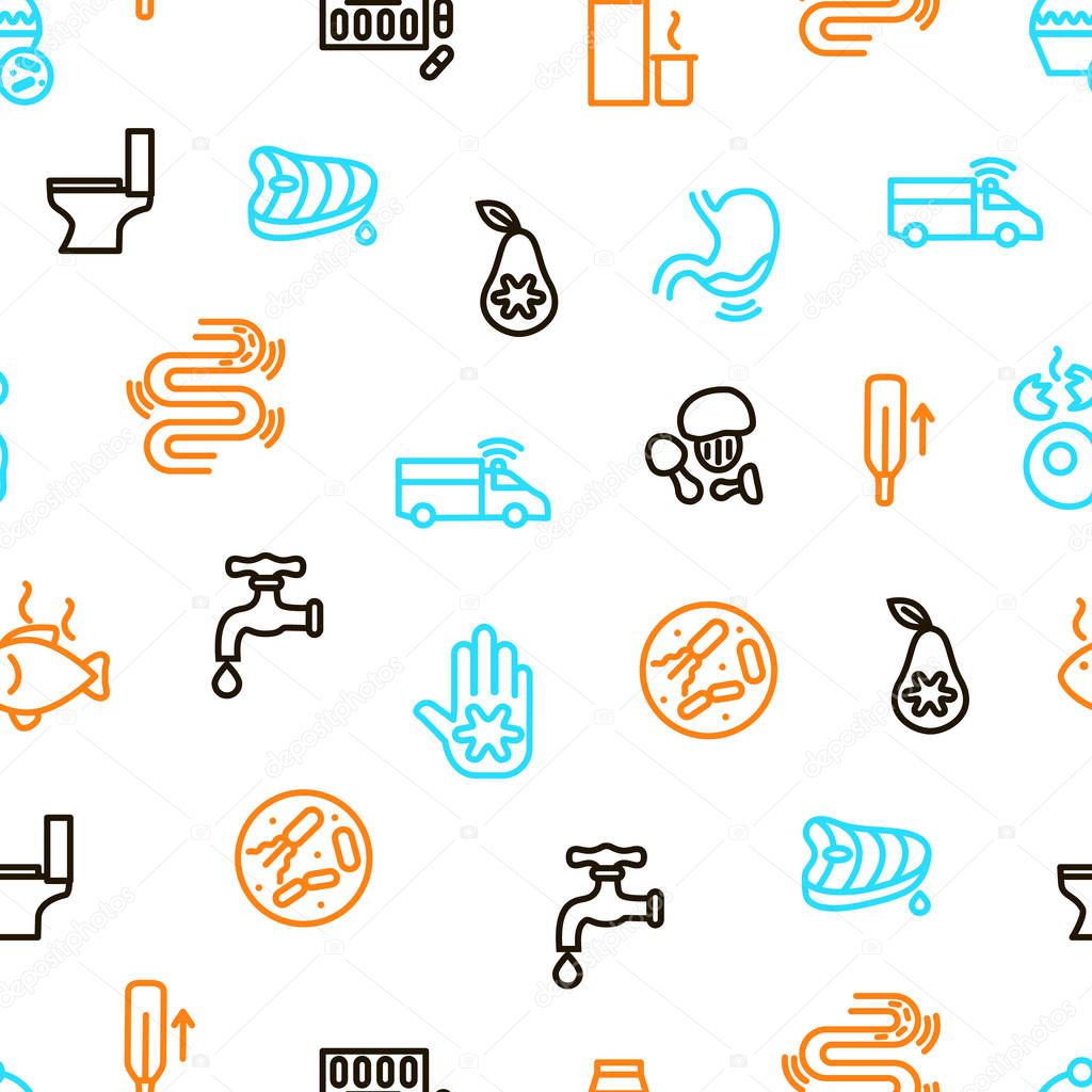 Causes of Diarrhea Seamless Pattern Background. Vector