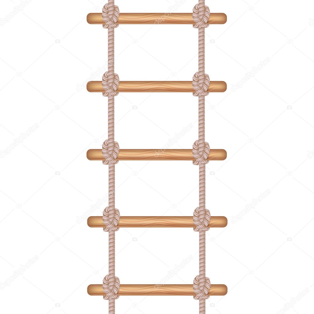 Realistic Detailed 3d Rope Ladder or Stair. Vector