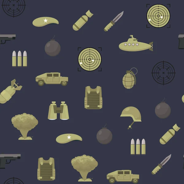 Cartoon Farbe Armee Waffen nahtlose Muster Hintergrund. Vektor — Stockvektor