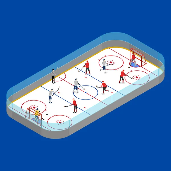 Eishockey Arena Wettbewerbskonzept 3d isometrische Ansicht. Vektor — Stockvektor