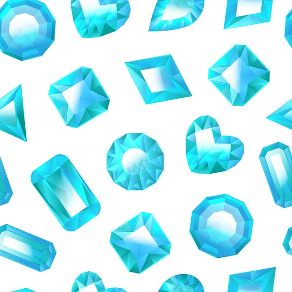 Realista detallado 3d joyas azules sin costuras Patrón de fondo. Vector — Archivo Imágenes Vectoriales