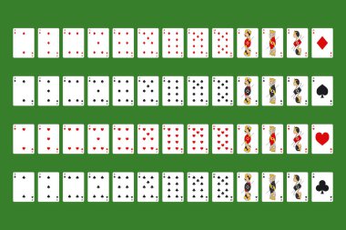 Poker oyun kağıdı bir yeşil tam güvertede. Vektör