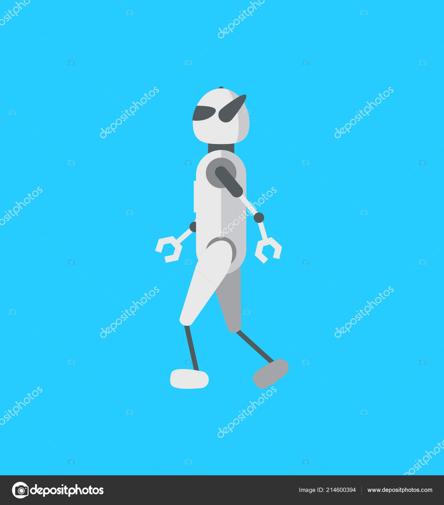 Cartoon Color Android Robot On A Blue Vector Vector Image By C Bigmouse Vector Stock 214600394