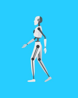 Mavi üzerinde çizgi film renk Android Robot. Vektör