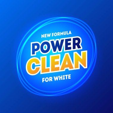 Çamaşırhane deterjan paket kartı Poster reklam. Vektör