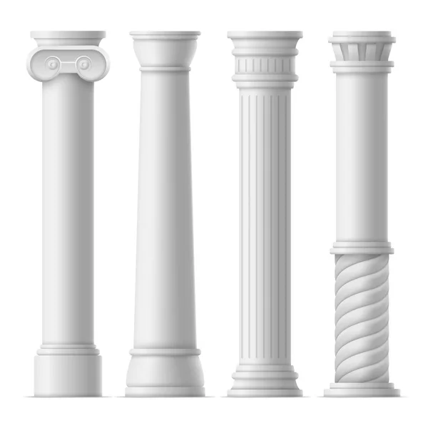 Conjunto de colunas antigas 3d detalhadas realista. Vetor — Vetor de Stock