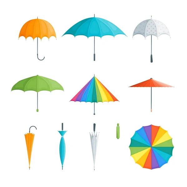 Conjunto de guarda-chuva de cores 3D detalhado realista. Vetor —  Vetores de Stock