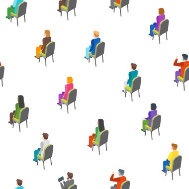 İş seyirci kavramı Dikişsiz desen arka plan 3d izometrik görünümü. Vektör