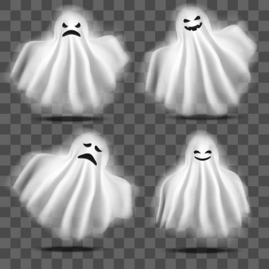 Gerçekçi detaylı 3d karakterler komik hayalet ayarlayın. Vektör