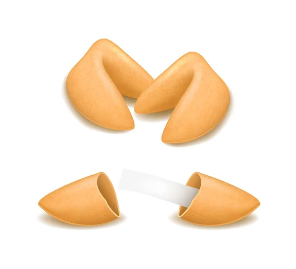 Realista detallada 3d Fortune Cookies Set. Vector — Archivo Imágenes Vectoriales